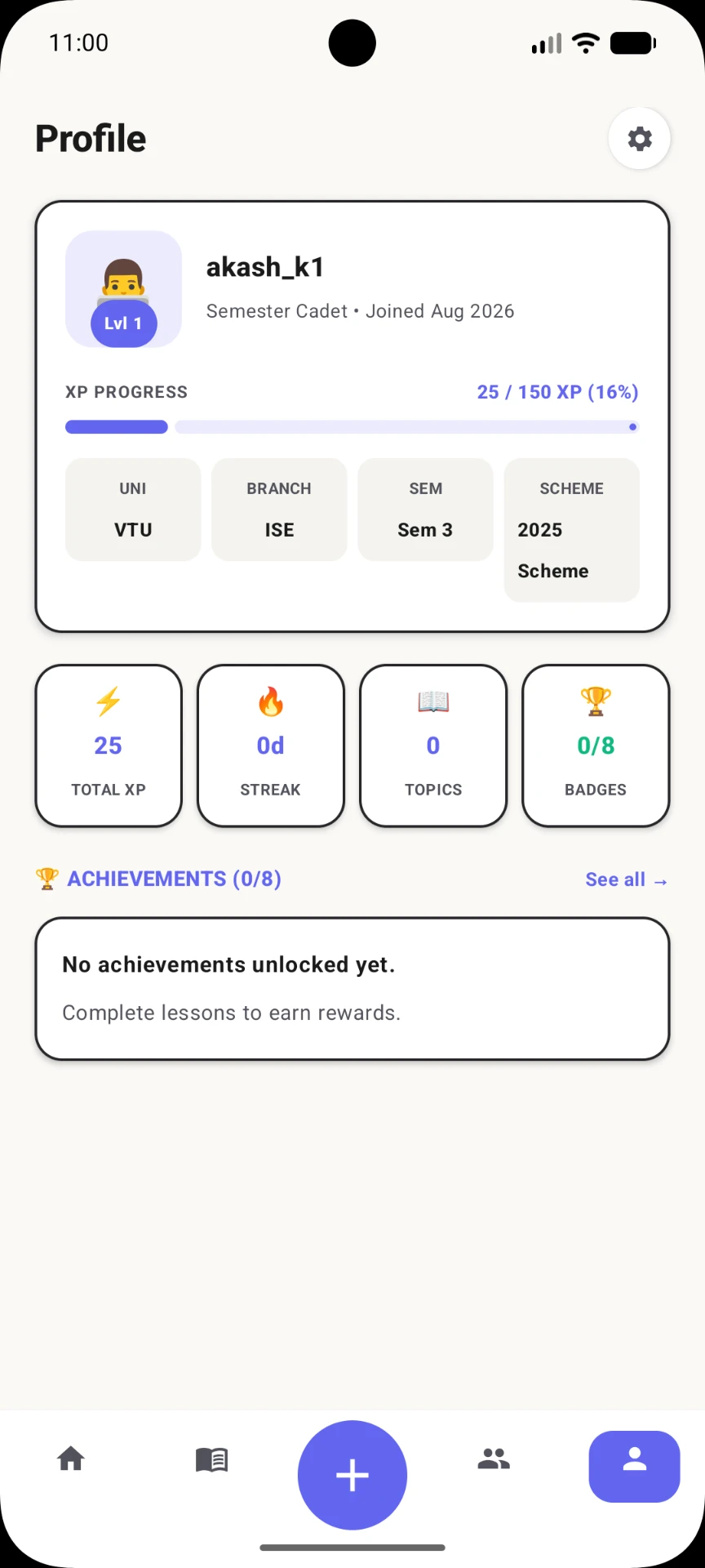 Profile / statistics — See how far you've come.